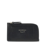 Emporio Armani Logo Black Grained Leather Card Holder