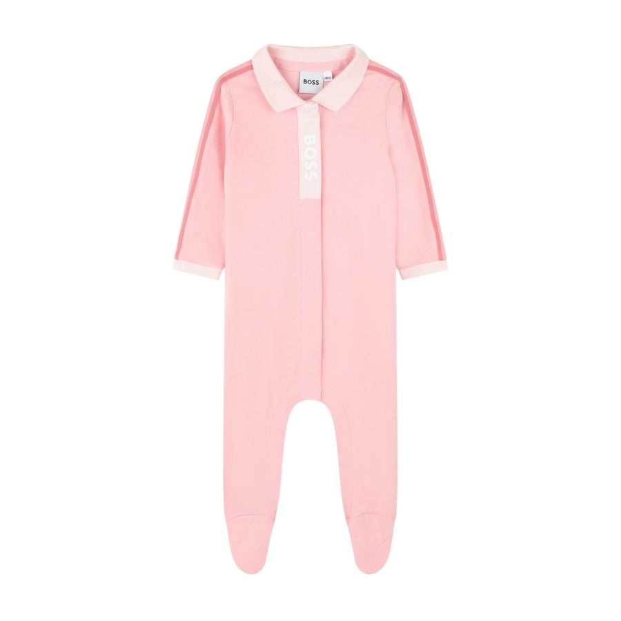BOSS Babygrow & Bib Pink Set