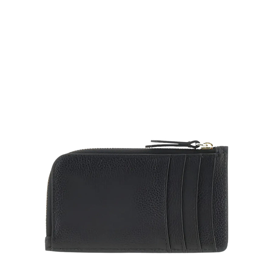 Emporio Armani Logo Black Grained Leather Card Holder