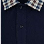 Aquascutum Active Club Check Collar Navy Polo Shirt