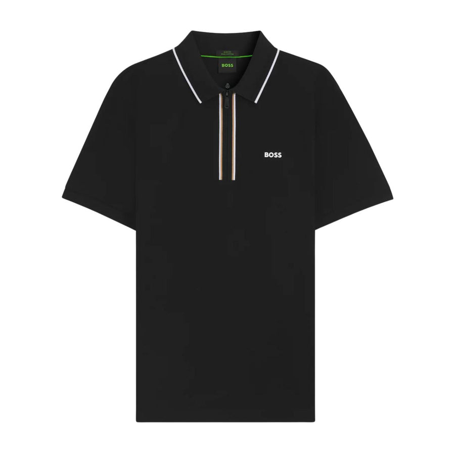 BOSS Philix Slim Fit Black Half Zip Polo Shirt