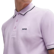 BOSS Paddy Contrast Logo Purple Polo Shirt