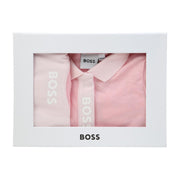 BOSS Babygrow & Bib Pink Set