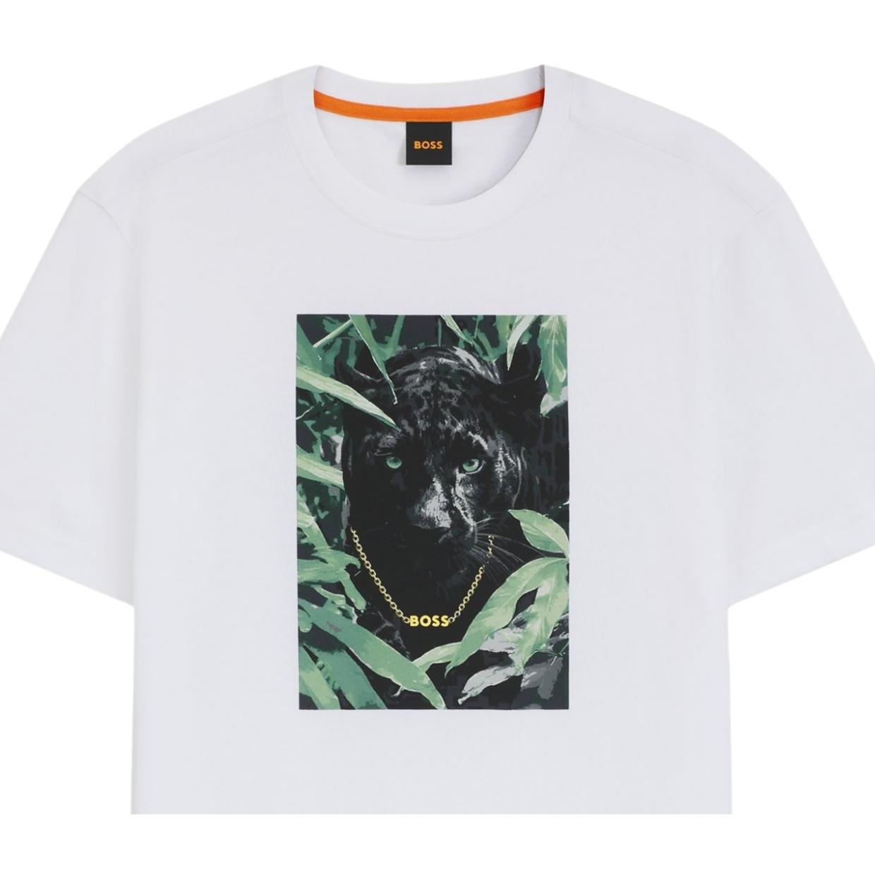 BOSS Printed Animal Graphic White T-Shirt