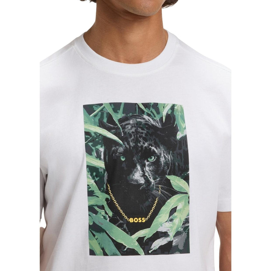 BOSS Printed Animal Graphic White T-Shirt