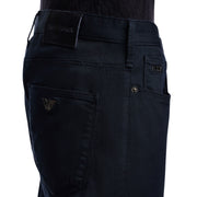 Emporio Armani J06 Slim Fit Stretch Fabric Blue Navy Trousers