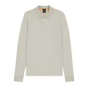 BOSS Passerby Slim Fit Long Sleeve Beige Polo Shirt