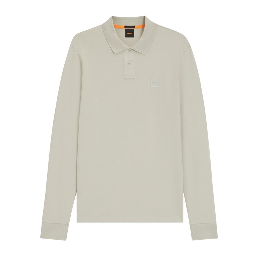 BOSS Passerby Slim Fit Long Sleeve Beige Polo Shirt