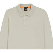 BOSS Passerby Slim Fit Long Sleeve Beige Polo Shirt