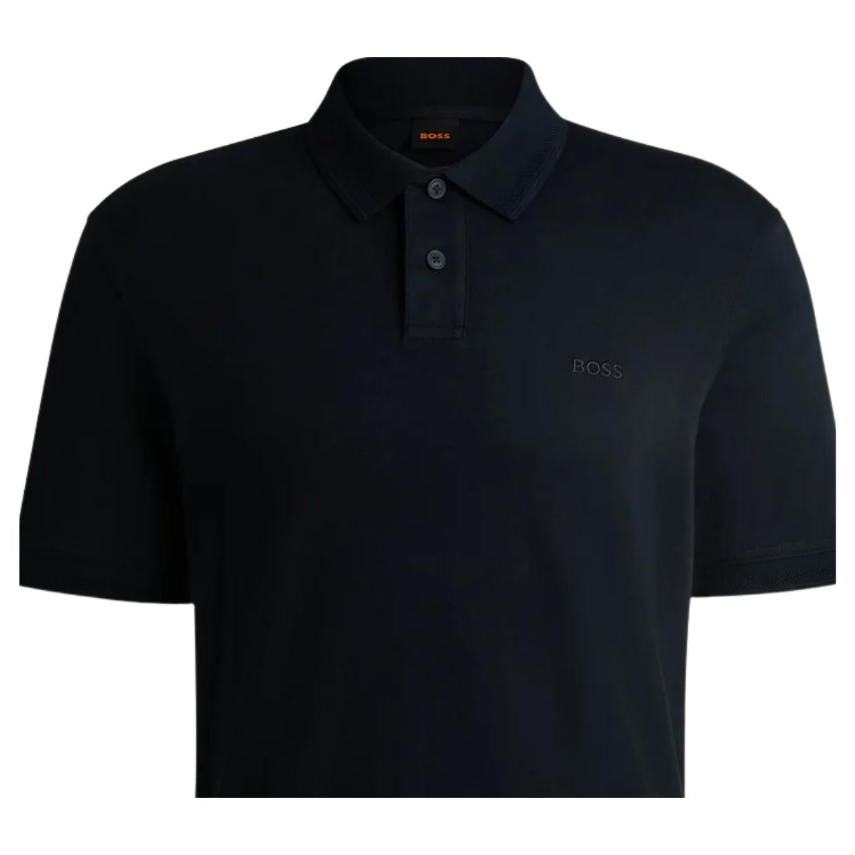 BOSS Pe Interlock Regular Fit Navy Polo Shirt
