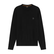 BOSS Logo Patch Cotton-Cashmere Kanovano Black Sweatshirt