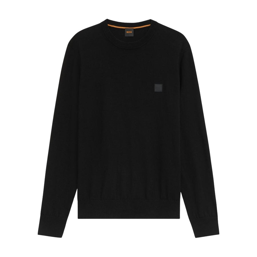 BOSS Logo Patch Cotton-Cashmere Kanovano Black Sweatshirt