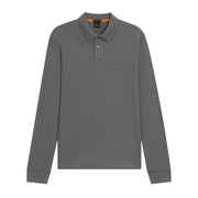 BOSS Passerby Slim Fit Long Sleeve Grey Polo Shirt