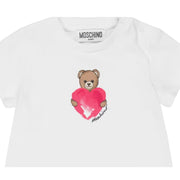 Moschino Baby Heart & Teddy Bear Logo White Dress