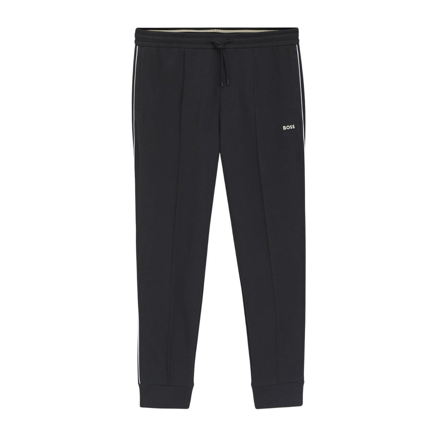 BOSS Cotton-Blend Contrast-Pipping Dark Navy Sweat Tracksuit Bottoms