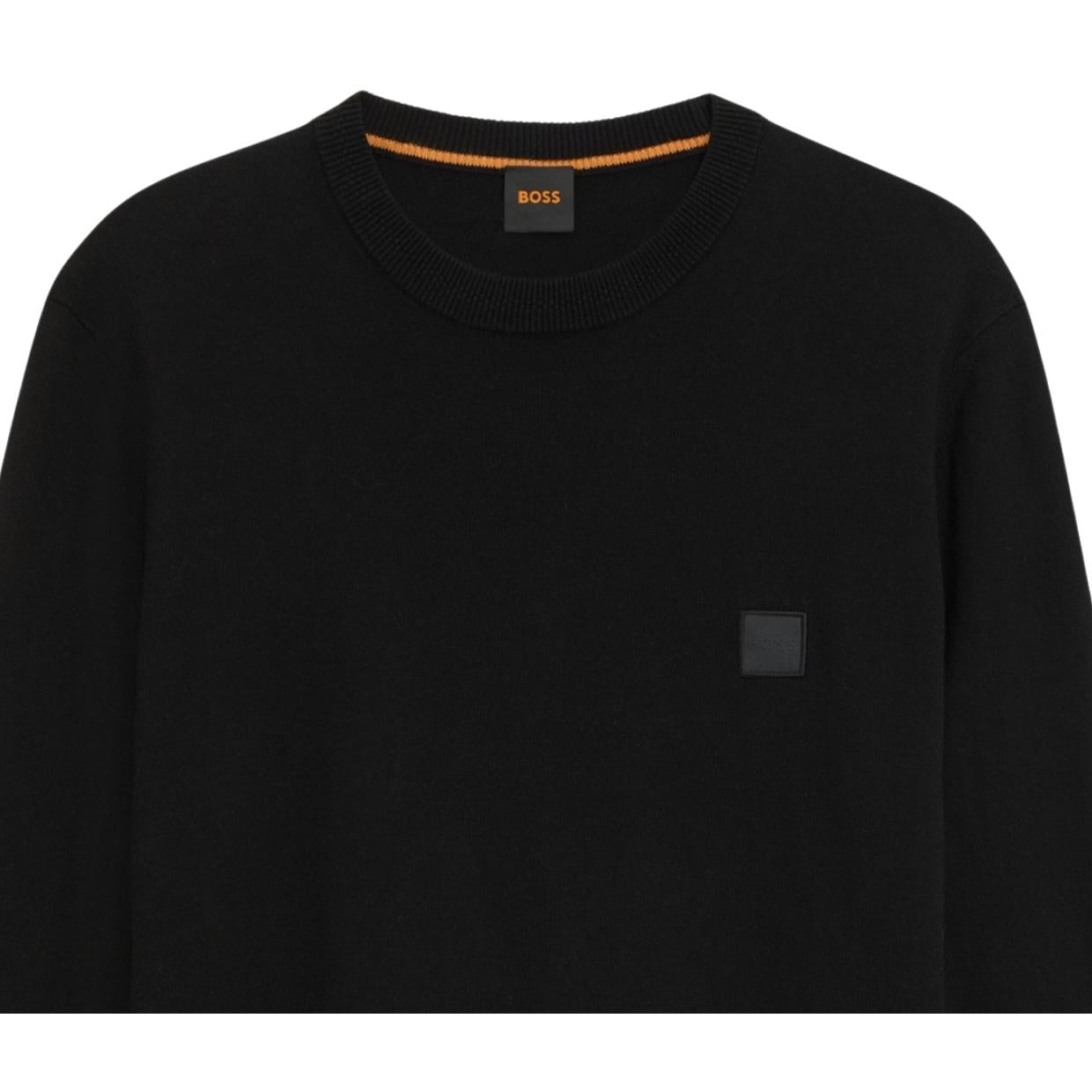 BOSS Logo Patch Cotton-Cashmere Kanovano Black Sweatshirt