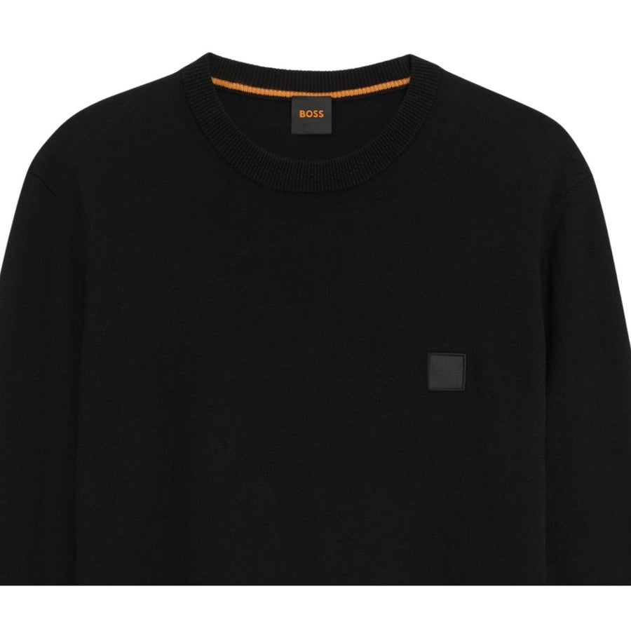 BOSS Logo Patch Cotton-Cashmere Kanovano Black Sweatshirt