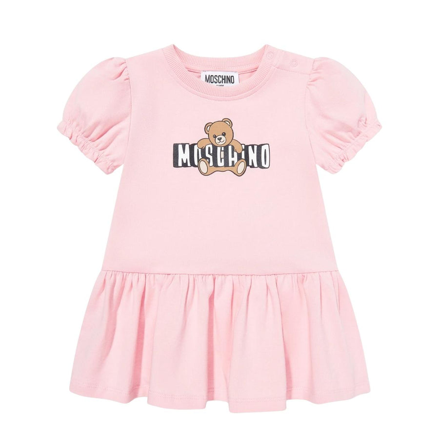 Moschino Baby Teddy Bear Logo Pink Dress