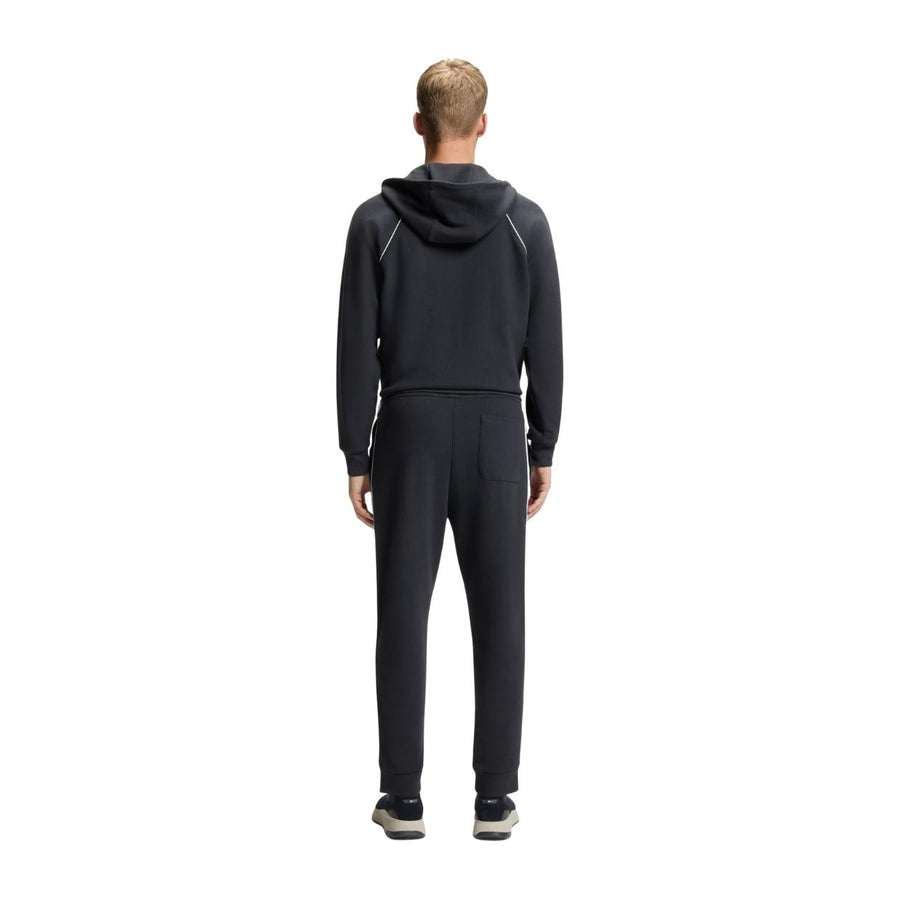 BOSS Cotton-Blend Contrast-Pipping Dark Navy Sweat Tracksuit Bottoms