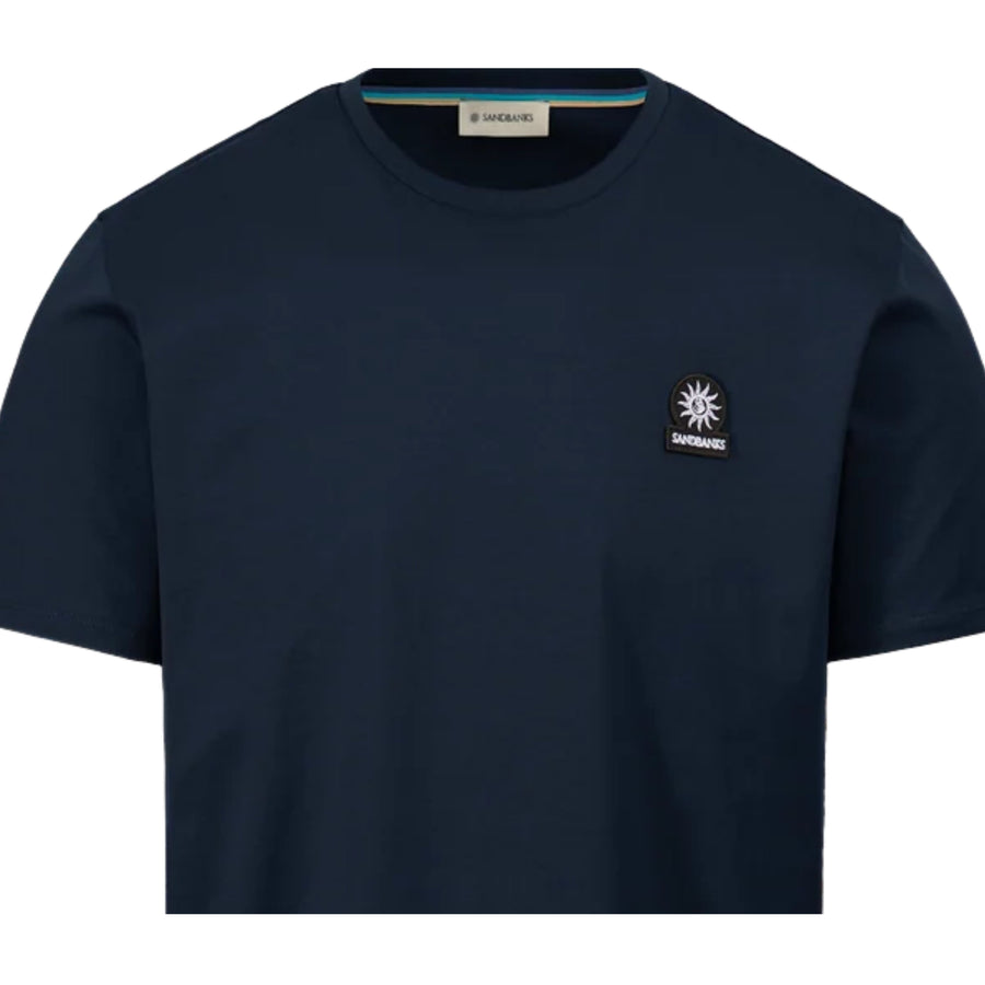 Sandbanks Logo Badge Slim Fit Navy T-Shirt