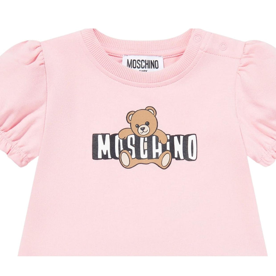 Moschino Baby Teddy Bear Logo Pink Dress