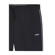BOSS Cotton-Blend Contrast-Pipping Dark Navy Sweat Tracksuit Bottoms