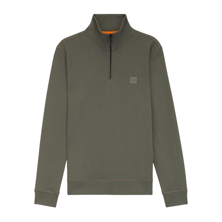 BOSS Logo Patch Zetrust Dark Grey Half Zip Sweatshirt