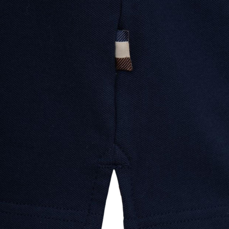 Aquascutum Active Club Check Collar Navy Polo Shirt