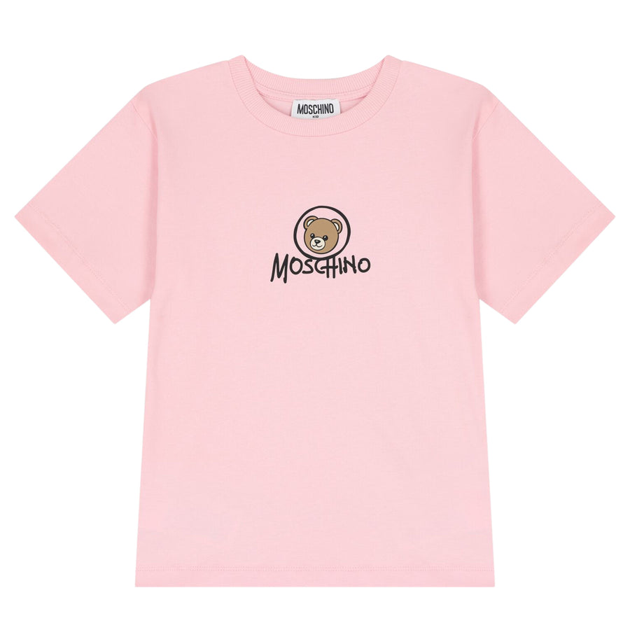 Moschino Baby Teddy Bear Cotton Jersey Pink T-Shirt