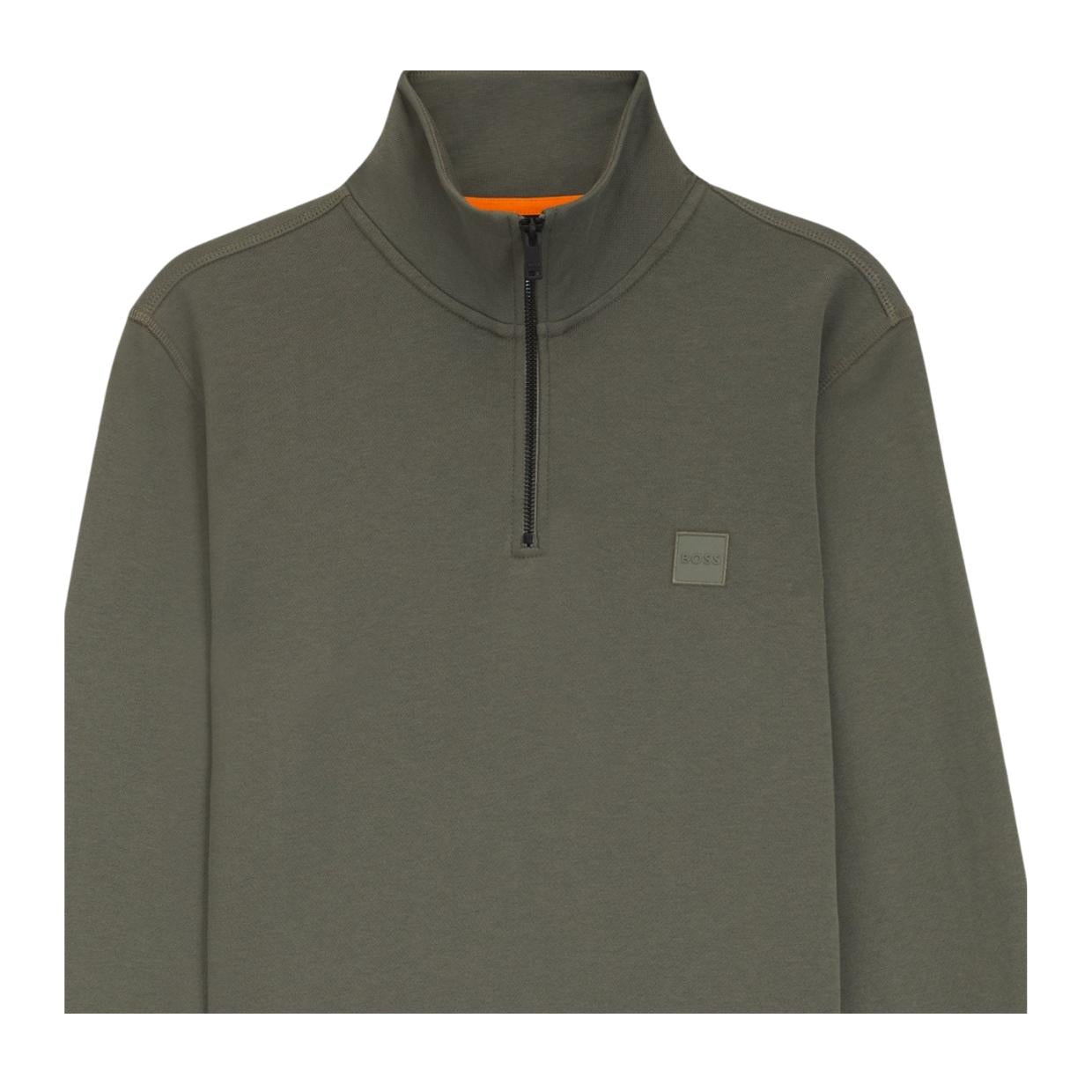 BOSS Logo Patch Zetrust Dark Grey Half Zip Sweatshirt