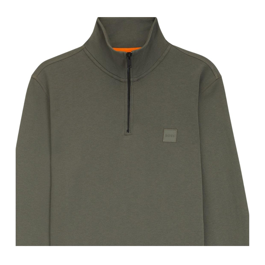 BOSS Logo Patch Zetrust Dark Grey Half Zip Sweatshirt