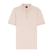 BOSS Slim Fit Logo Patch Light Pink Half Zip Polo Shirt