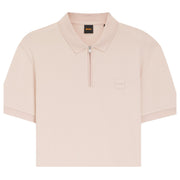 BOSS Slim Fit Logo Patch Light Pink Half Zip Polo Shirt