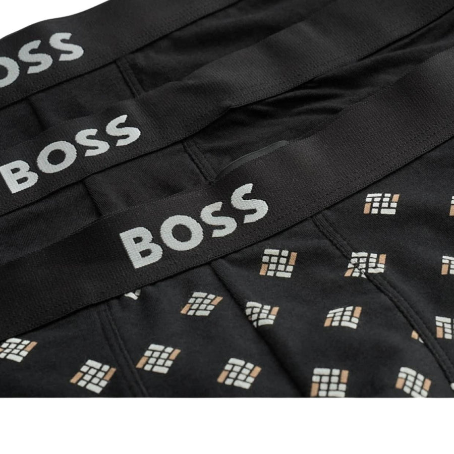 BOSS Iconic Logo Waistband Three Pack Black Boxer Brief