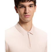 BOSS Slim Fit Logo Patch Light Pink Half Zip Polo Shirt
