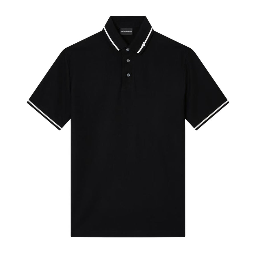 Emporio Armani Micro Eagle Embroidery Black Polo Shirt