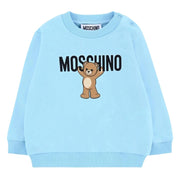 Moschino Baby Teddy Bear Logo Sky Blue Crew Neck Sweatshirt