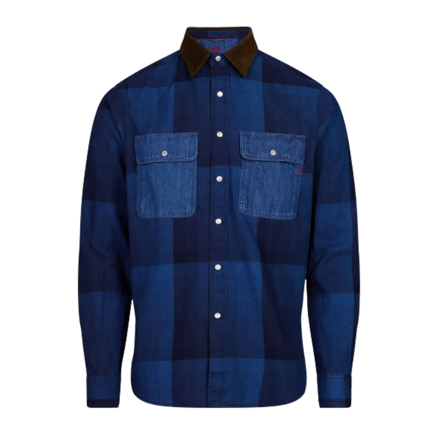 Replay Regular Fit Indigo Micro Check Shirts