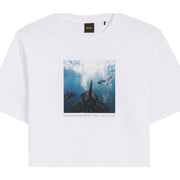 BOSS Cotton-Jersey Printed Artwork White T-Shirt