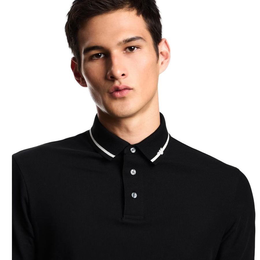 Emporio Armani Micro Eagle Embroidery Black Polo Shirt