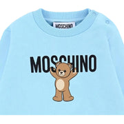 Moschino Baby Teddy Bear Logo Sky Blue Crew Neck Sweatshirt