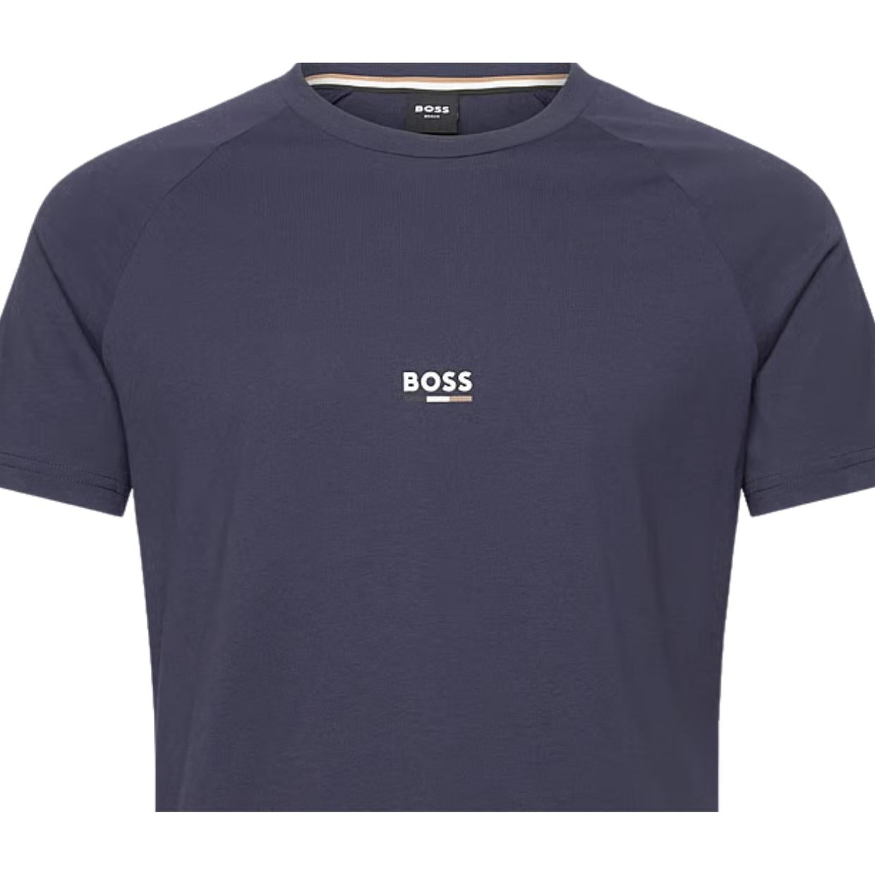 BOSS Slim Fit Printed Logo Navy T-Shirt