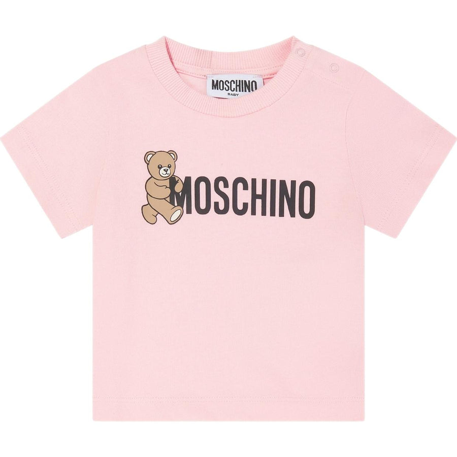 Moschino Baby Print Teddy Bear Pink T-Shirt