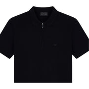 Emporio Armani Pique Half Zip Black Polo Shirt