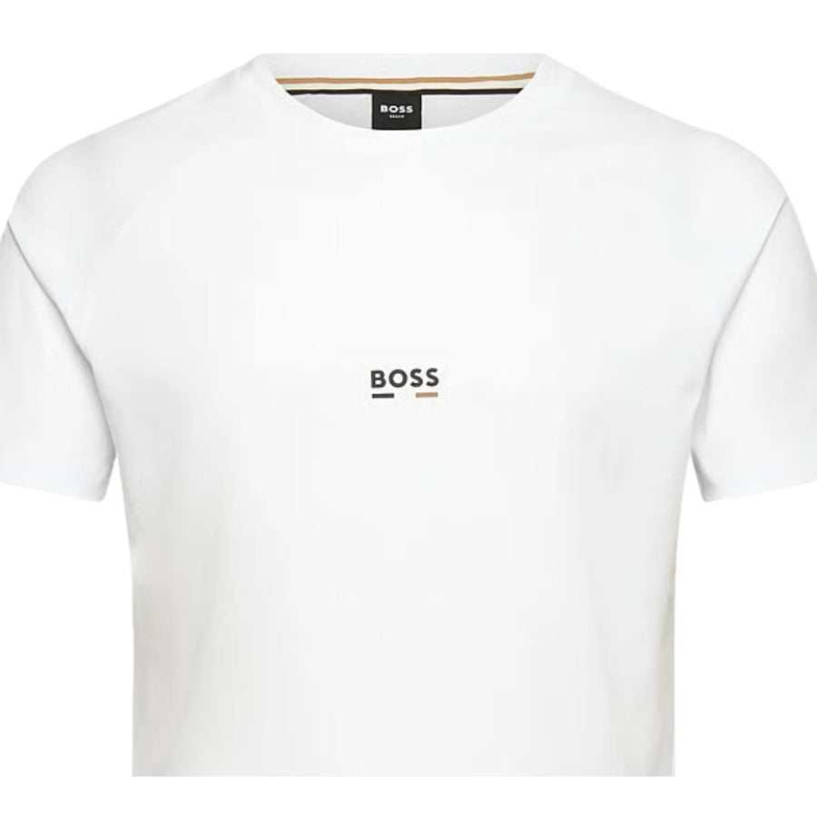 BOSS Slim Fit Printed Logo White T-Shirt