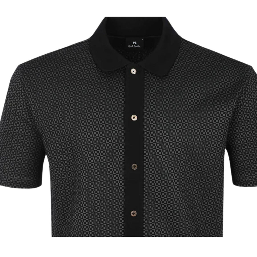 Paul Smith Regular Fit Front Button Black Polo Shirt