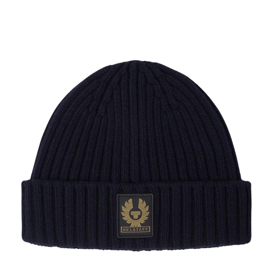 Belstaff Watch Lambswool Navy Beanie Hat