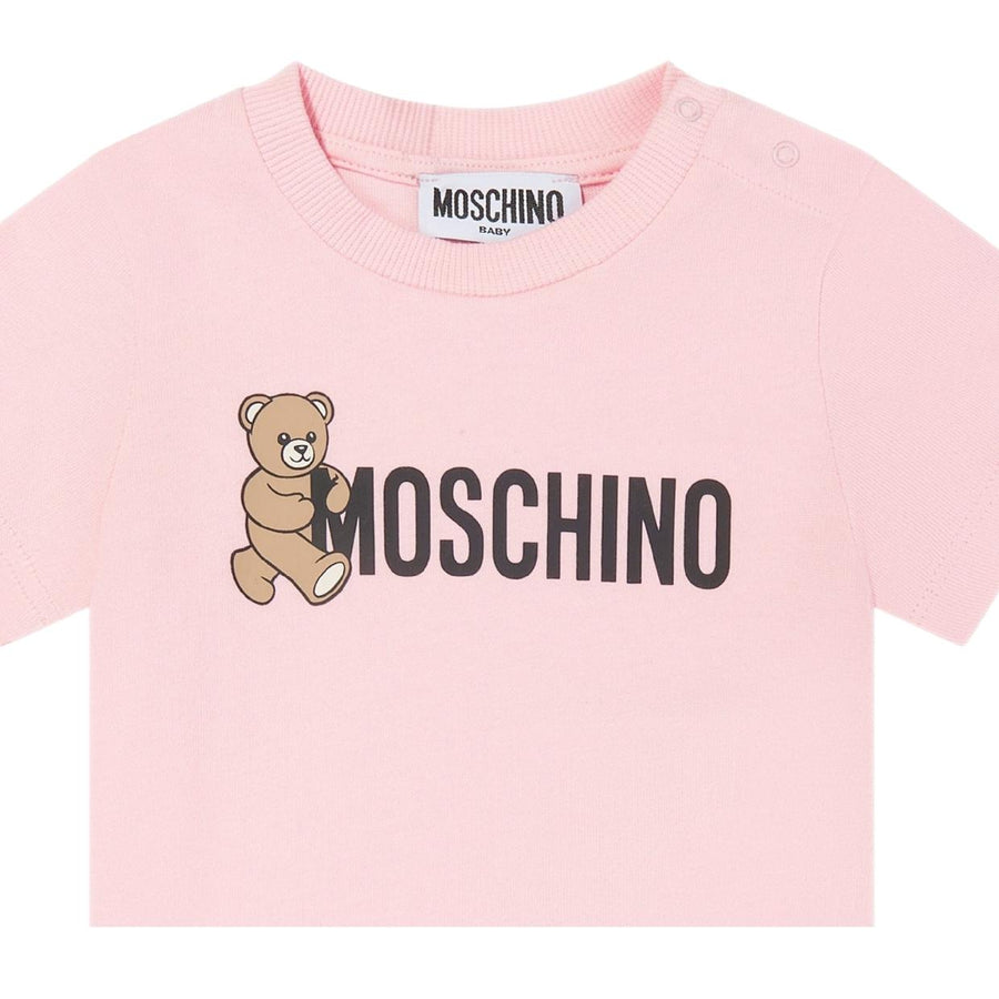 Moschino Baby Print Teddy Bear Pink T-Shirt