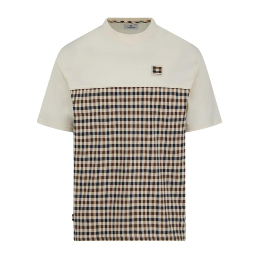 Aquascutum Active Club Check Panel White T-Shirt