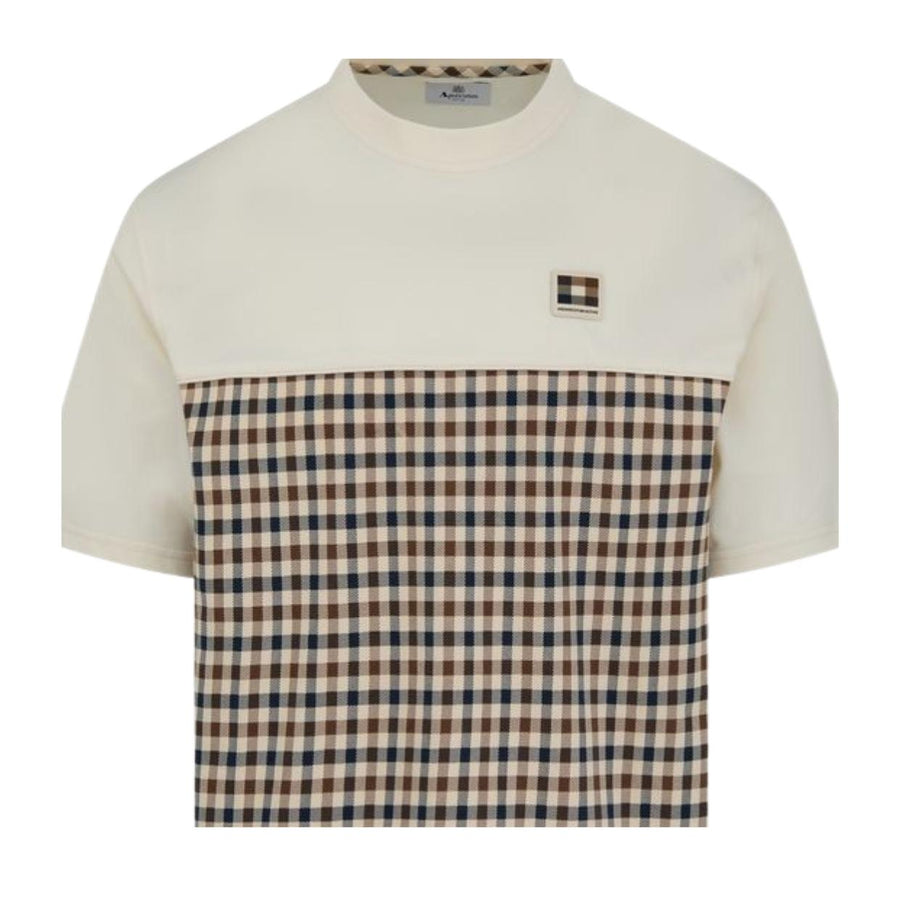 Aquascutum Active Club Check Panel White T-Shirt